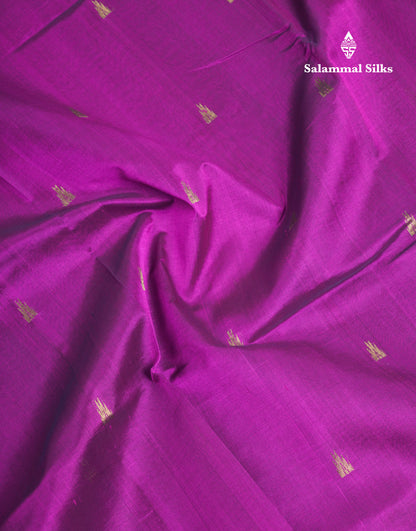 Dark Purple Pure Silk Cotton Saree With Contrast Pinkish Orange Blouse