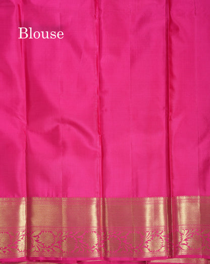 Beautiful Dual Tone Pink Bridal Pure Kanjivaram Silk Saree With Traditional Border
