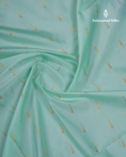 Beautiful Light Rexona Green Semi Soft Silk Saree With Contrast Peacock Blue Border