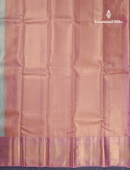 Beautiful Light Rexona Tissue Bridal Pure Kanjivaram Silk Saree With Contrast Onion Pink Traditional Evening Morning Border