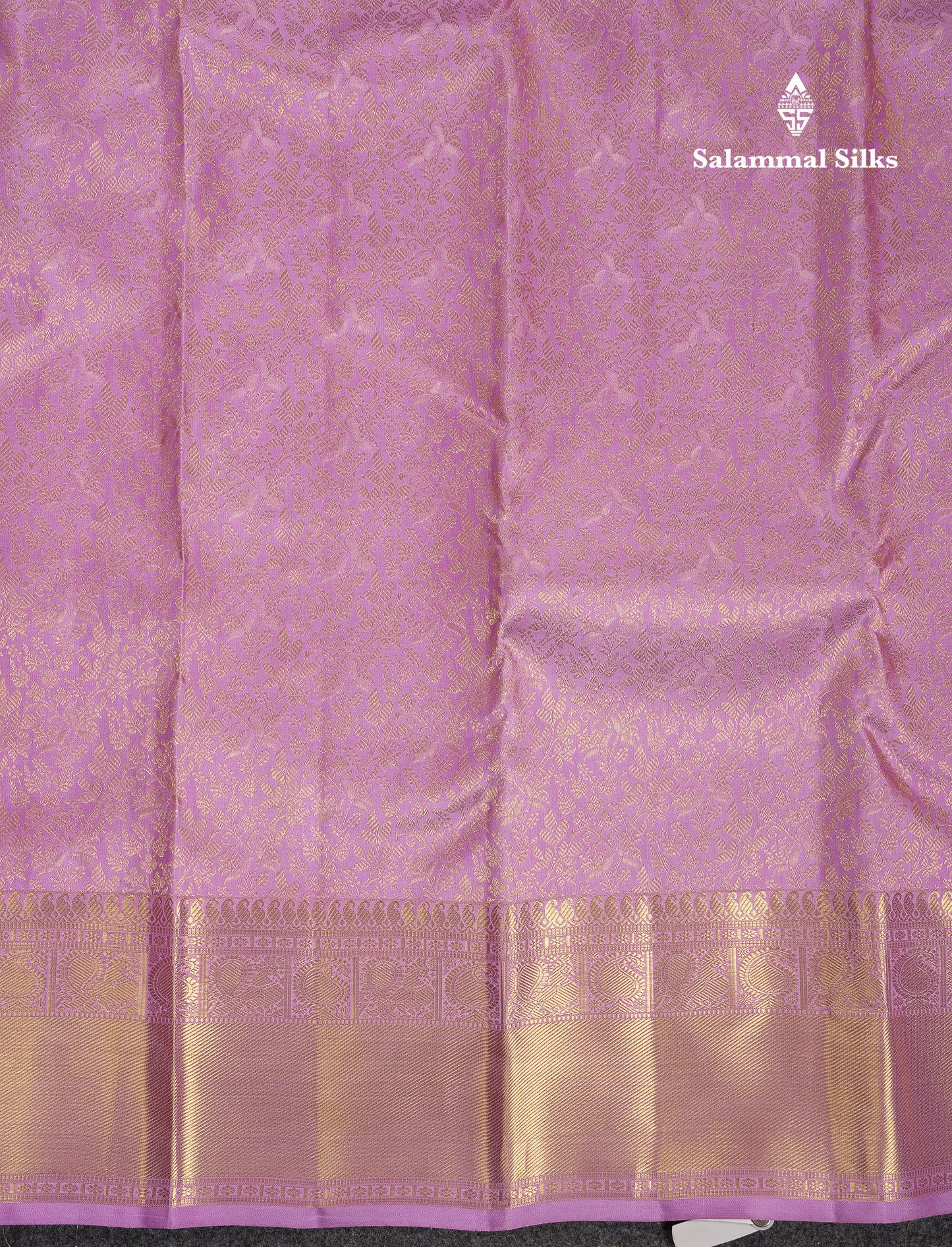 Beautiful Lavender Bridal Pure Kanjivaram Silk Saree With Traditional Border