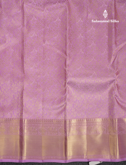 Beautiful Lavender Bridal Pure Kanjivaram Silk Saree With Traditional Border