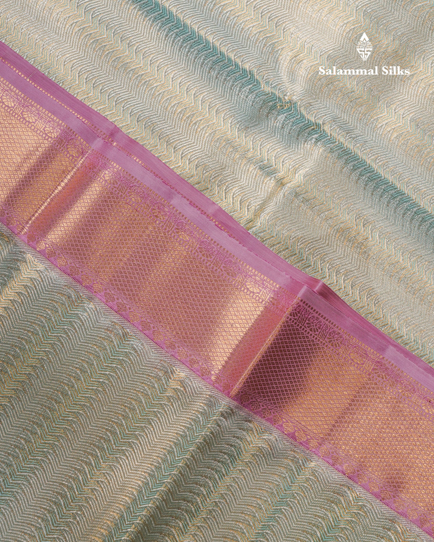 Beautiful Light Rexona Tissue Bridal Pure Kanjivaram Silk Saree With Contrast Onion Pink Traditional Evening Morning Border