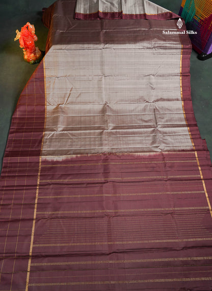 
Pure Kanjivaram Silk Saree - Light Chocolate Brown Colour Body With Contrast Dark Brown Border
