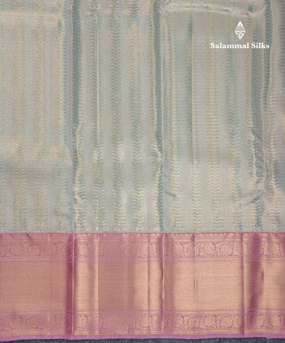 Beautiful Light Rexona Tissue Bridal Pure Kanjivaram Silk Saree With Contrast Onion Pink Traditional Evening Morning Border