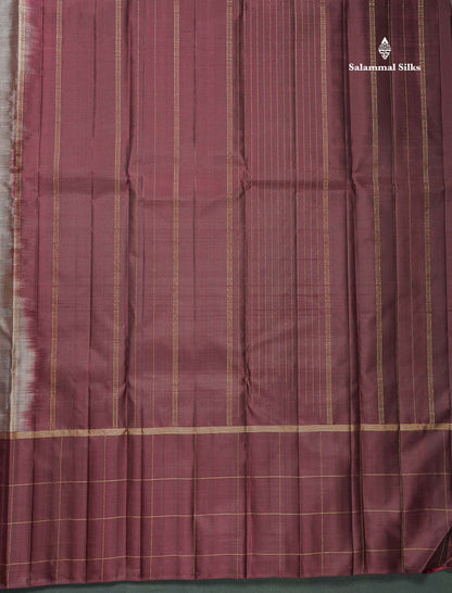 Pure Kanjivaram Silk Saree - Light Chocolate Brown Colour Body With Contrast Dark Brown Border