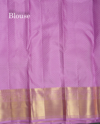 Beautiful Lavender Bridal Pure Kanjivaram Silk Saree With Traditional Border