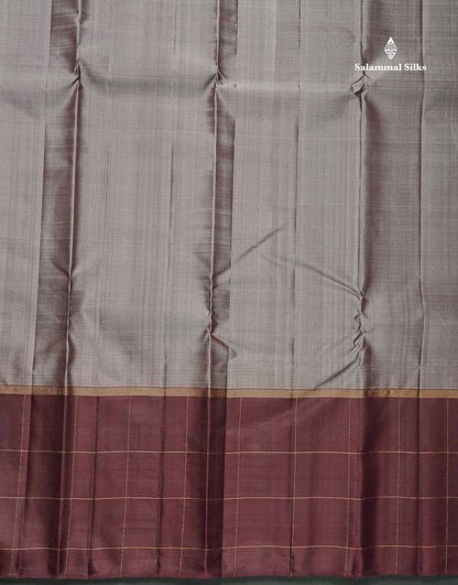 Pure Kanjivaram Silk Saree - Light Chocolate Brown Colour Body With Contrast Dark Brown Border