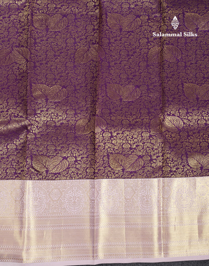 Beautiful Dark Purple Bridal Pure Kanjivaram Silk Saree With Contrast Light Pink Traditional Border