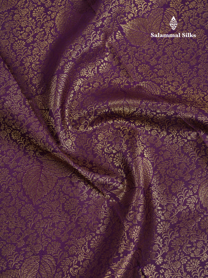 Beautiful Dark Purple Bridal Pure Kanjivaram Silk Saree With Contrast Light Pink Traditional Border