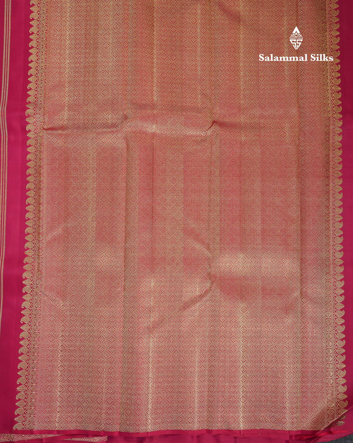 Beautiful Redish Magenta Pure Kanjivaram Silk Saree With Traditional Evening Morning Border
