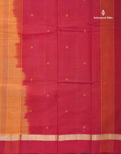 Handloom Pure Cotton Saree -  Light Beige Colour Body With Contrast Chocolate Brown Blouse