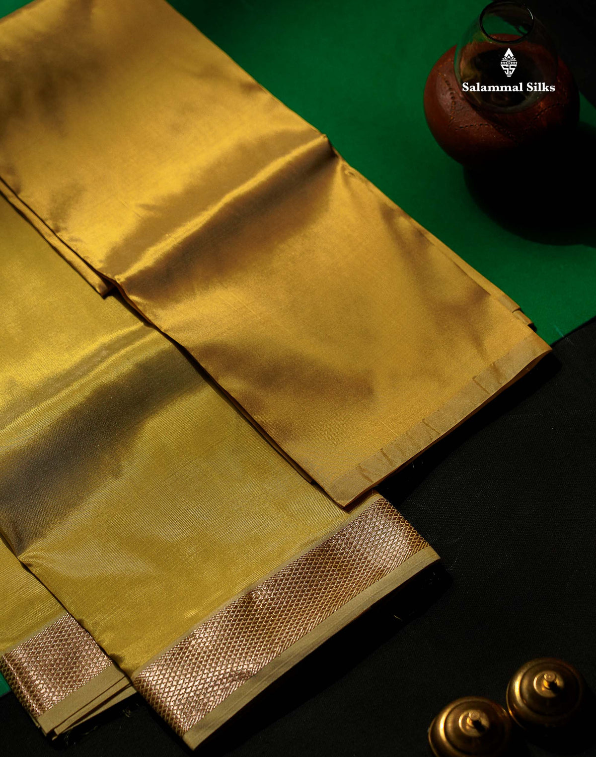Golden Yellow Asha Mix Dhoti (8x4) & Shirt (2.50M) with Copper Zari Border
