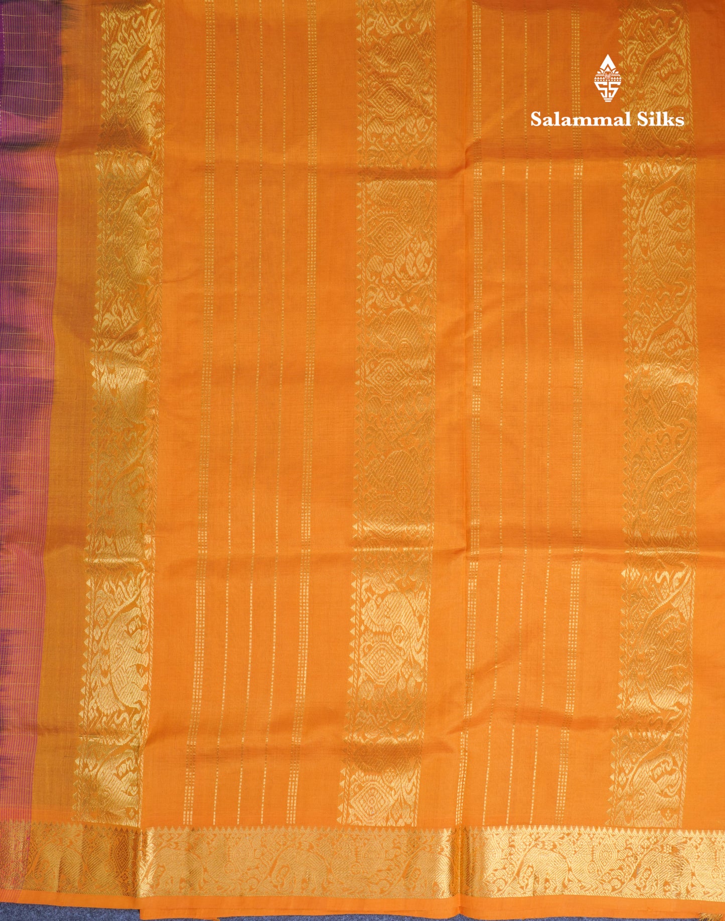 Magenta Lakshadeepam Pure Silk Cotton Saree With Contrast Mustard Yellow Blouse