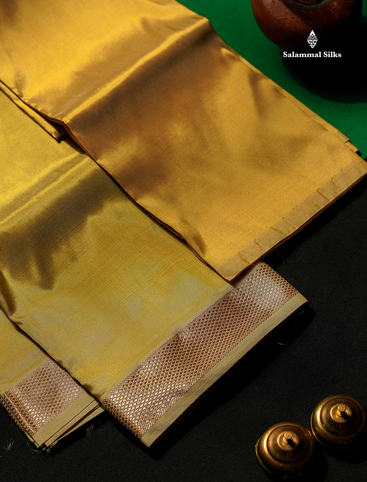 Golden Yellow Asha Mix Dhoti (8x4) & Shirt (2.50M) with Copper Zari Border