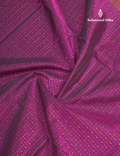 Magenta Lakshadeepam Pure Silk Cotton Saree With Contrast Mustard Yellow Blouse