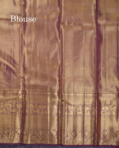 Beautiful Pastel Blue Tissue Menakari Work Bridal Pure Kanjivaram Silk Saree With Contrast Dark Violet Traditional Border