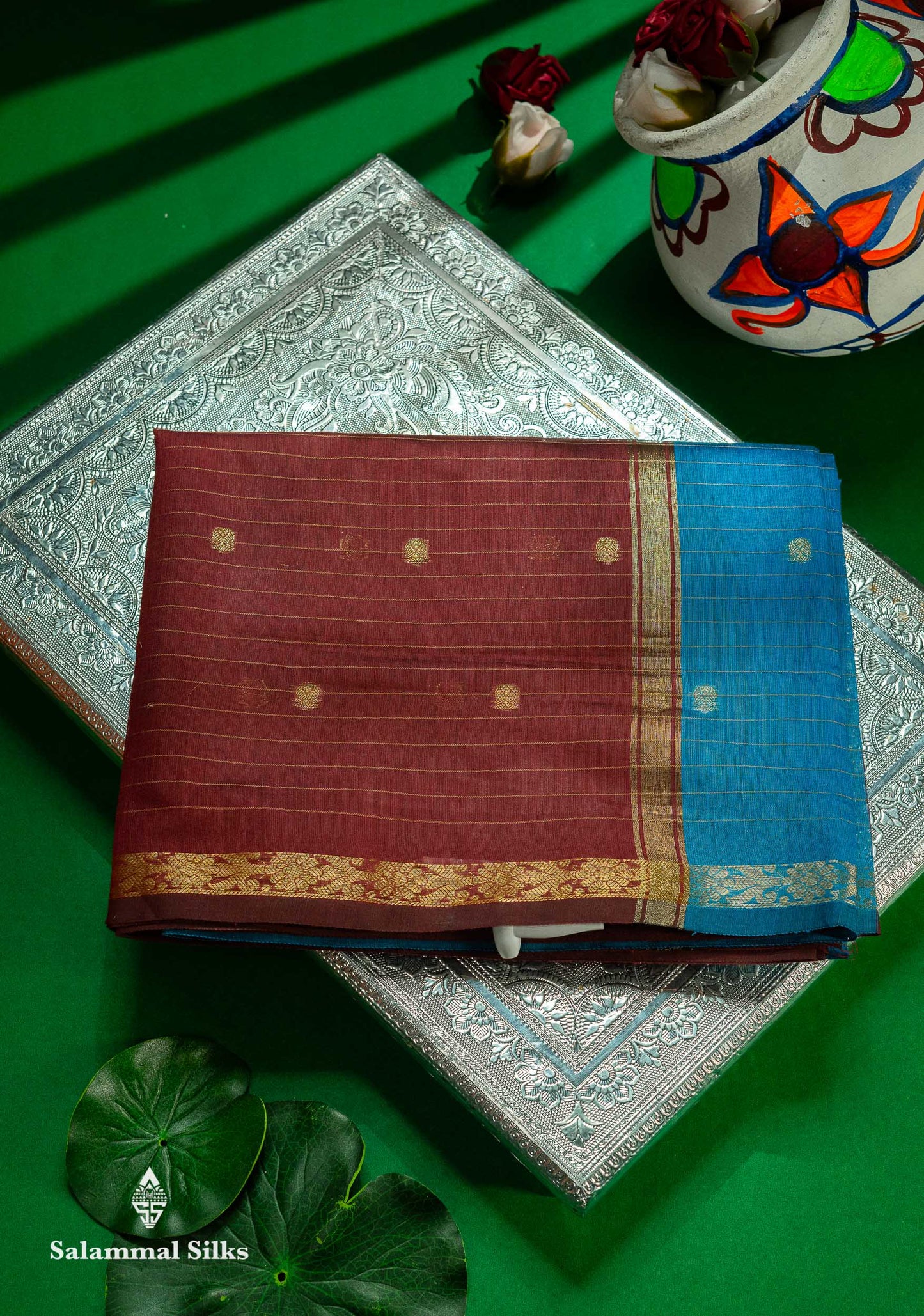 Beautiful Dark Purple Cotton Mix Saree With Contrast Mustard Yellow Blouse