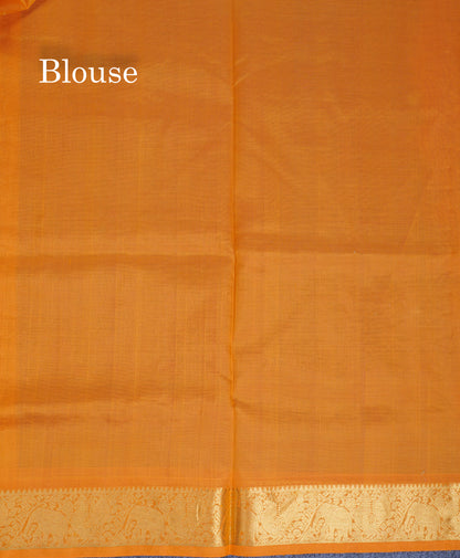 Magenta Lakshadeepam Pure Silk Cotton Saree With Contrast Mustard Yellow Blouse