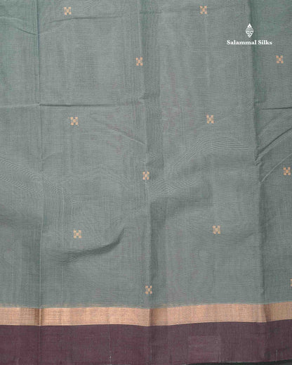 Handloom Pure Cotton Saree - Dark Brown Colour Body With Contrast Mustard Yellow Blouse