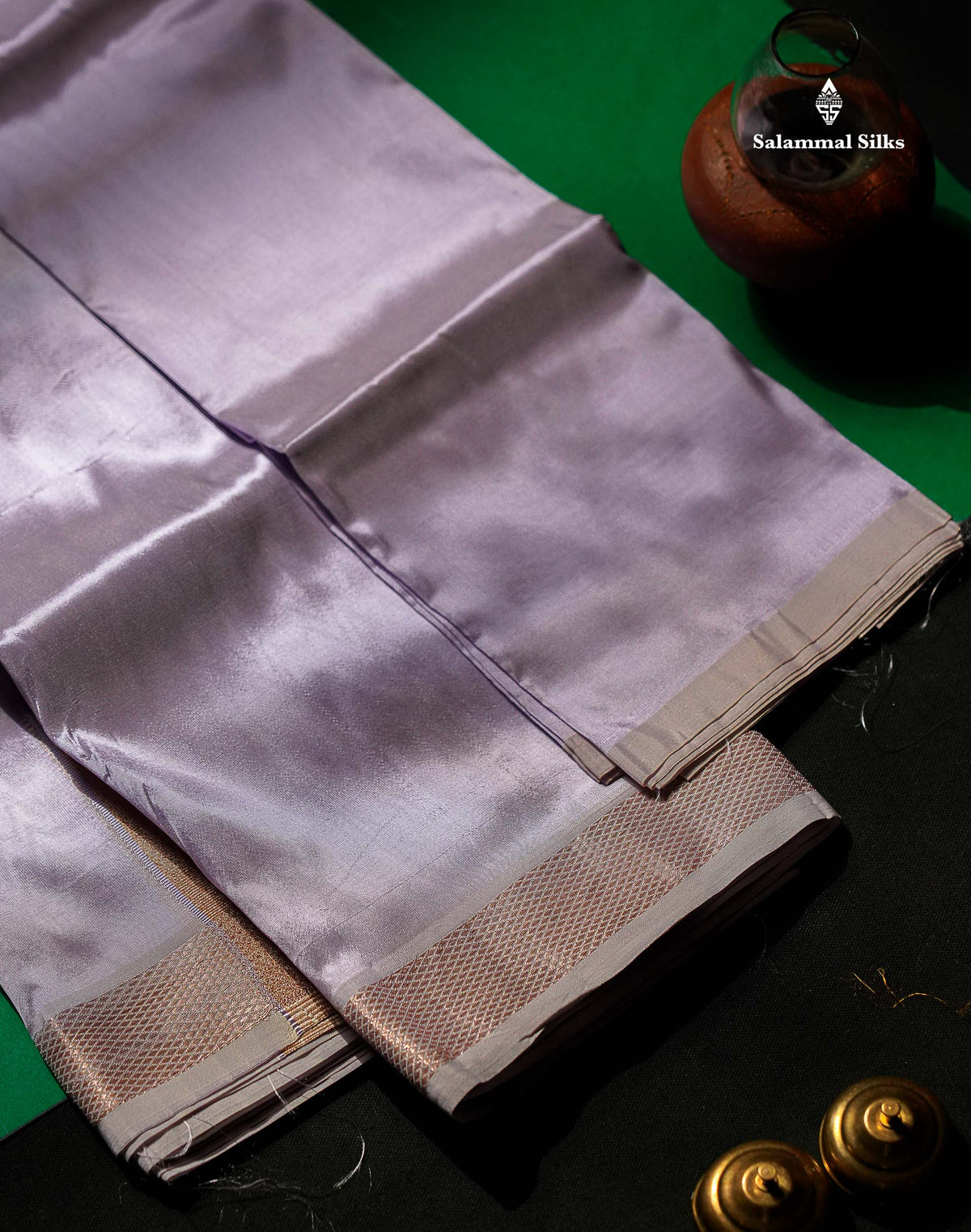 Lavender Asha Mix Dhoti 8 Muzham & Shirt (2.50M) with Copper Zari Border