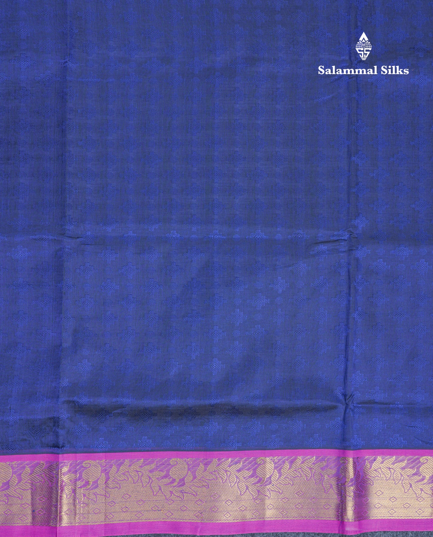 Royal Blue Pure Silk Cotton Saree With Contrast Magenta Pink Blouse