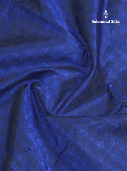Royal Blue Pure Silk Cotton Saree With Contrast Magenta Pink Blouse