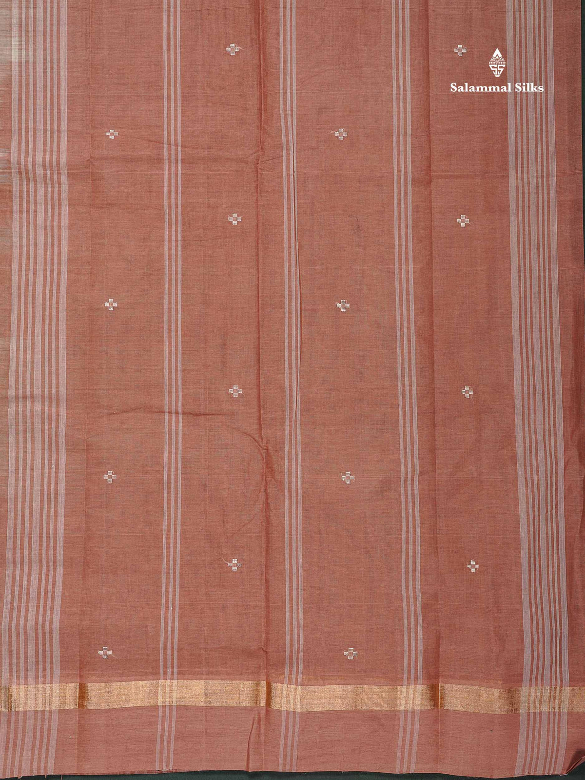 Handloom Pure Cotton Saree -  Light Beige Colour Body With Contrast Chocolate Brown Blouse