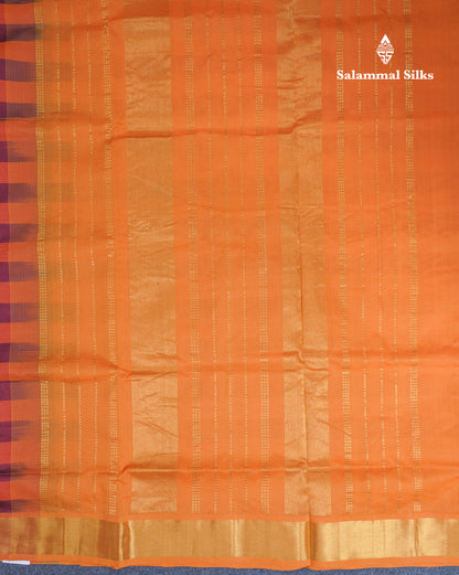 Beautiful Paalum Pazham Checks Handloom Pure Silk Cotton Saree With Contrast Mustard Yellow Blouse