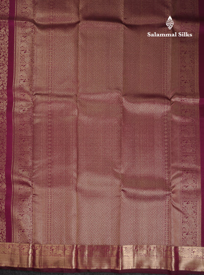 Beautiful Dark Magenta Bridal Pure Kanjivaram Silk Saree With Traditional Medium Border