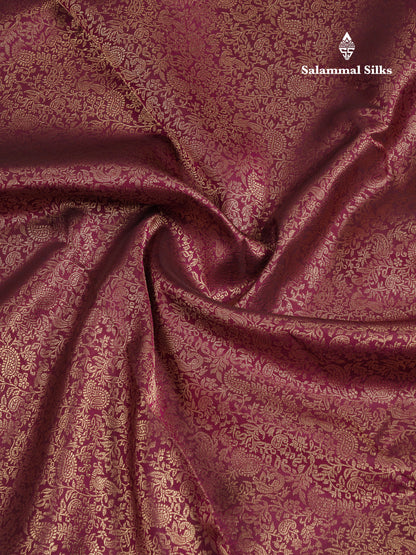 Beautiful Dark Magenta Bridal Pure Kanjivaram Silk Saree With Traditional Medium Border