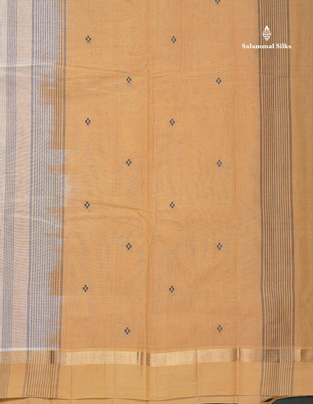 Handloom Pure Cotton Saree -  Light Beige Colour Body With Contrast Chocolate Brown Blouse