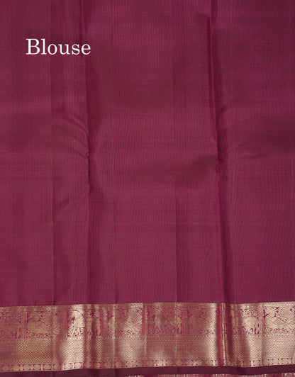 Beautiful Dark Magenta Bridal Pure Kanjivaram Silk Saree With Traditional Medium Border