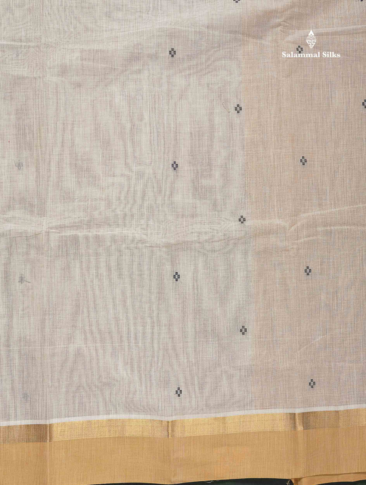 Handloom Pure Cotton Saree -  Light Beige Colour Body With Contrast Chocolate Brown Blouse