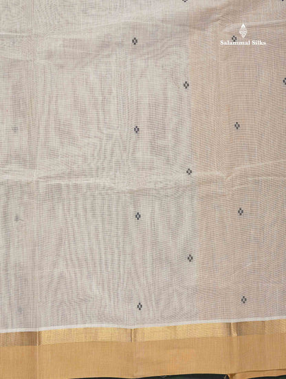 Handloom Pure Cotton Saree -  Light Beige Colour Body With Contrast Chocolate Brown Blouse