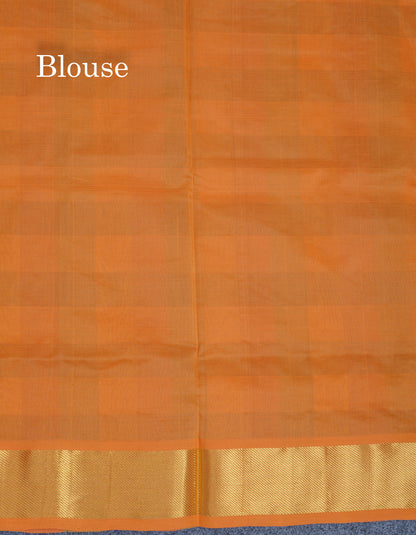 Beautiful Paalum Pazham Checks Handloom Pure Silk Cotton Saree With Contrast Mustard Yellow Blouse