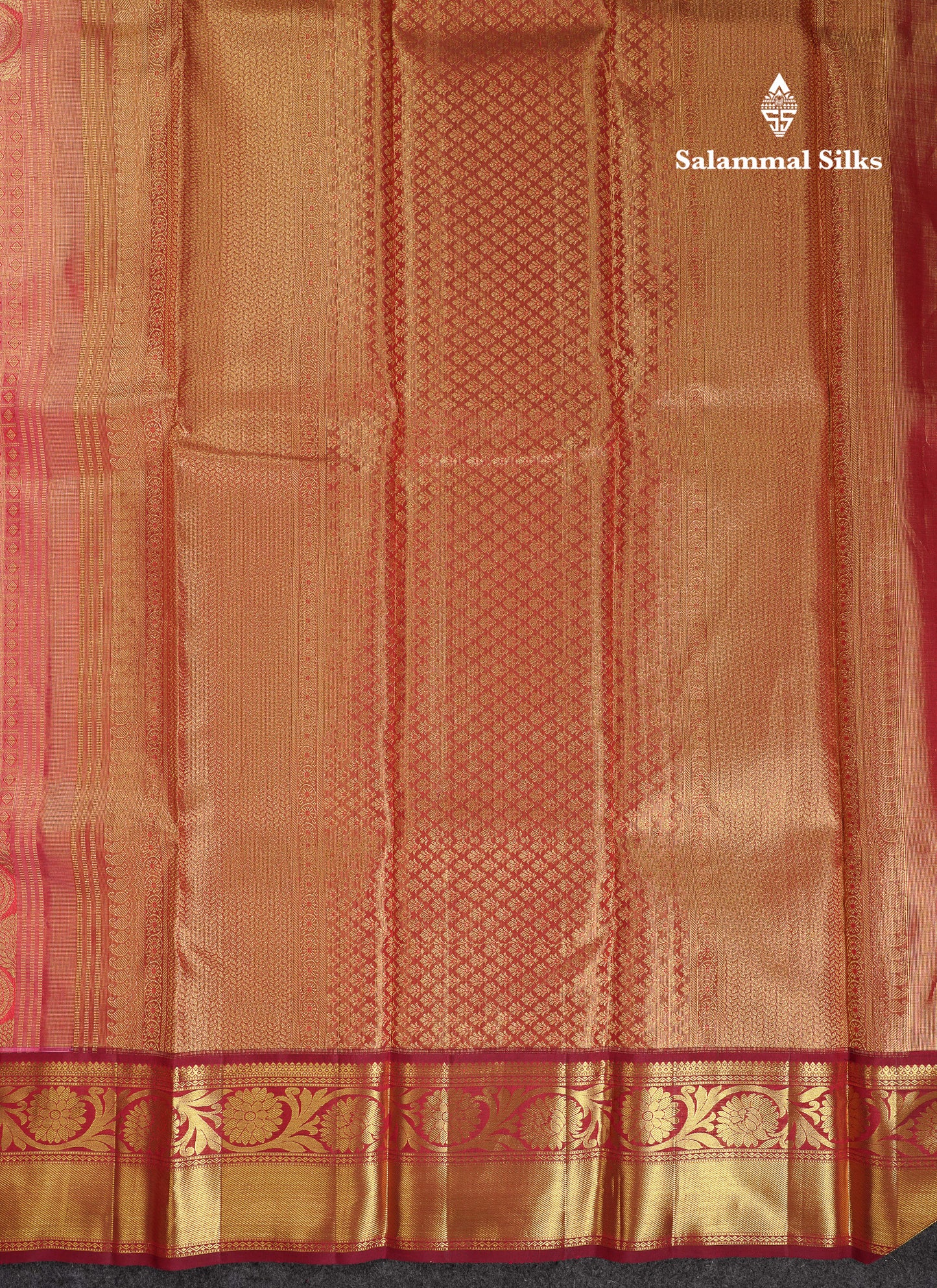 Beautiful Pinkish Peach Small Checks With Butta Tissue Bridal Pure Kanjivaram Silk Saree With Contrast Maroon Border