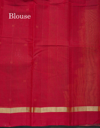 Handloom Pure Cotton Saree - Dark Brown Colour Body With Contrast Mustard Yellow Blouse