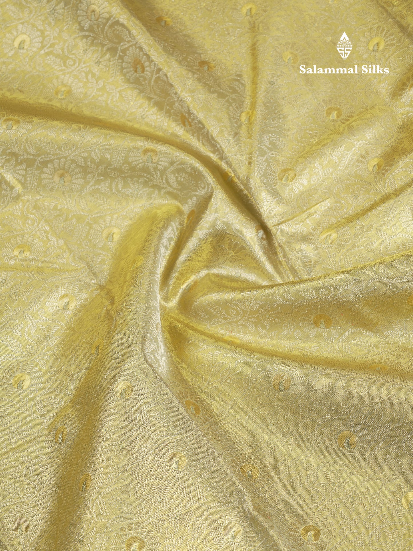 Beautiful Gold Tissue Bridal Pure Kanjivaram Silk Saree With Contrast Grey Traditional Border