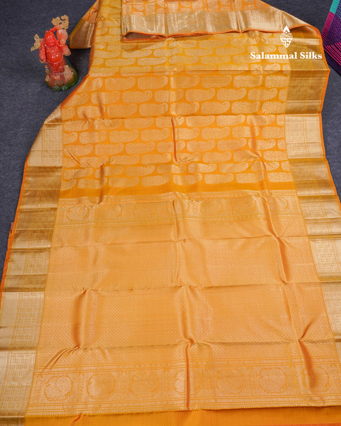 Beautiful Mustard Yellow Bridal Pure Kanjivaram Silk Saree With Traditional Border