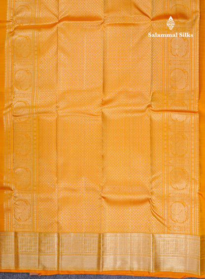 Beautiful Mustard Yellow Bridal Pure Kanjivaram Silk Saree With Traditional Border