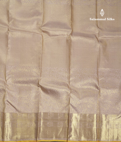 Beautiful Grey White Bridal Pure Kanjivaram Silk Saree With Traditional Border