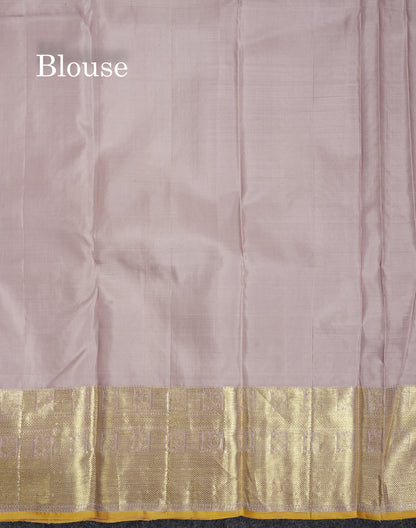 Beautiful Grey White Bridal Pure Kanjivaram Silk Saree With Traditional Border