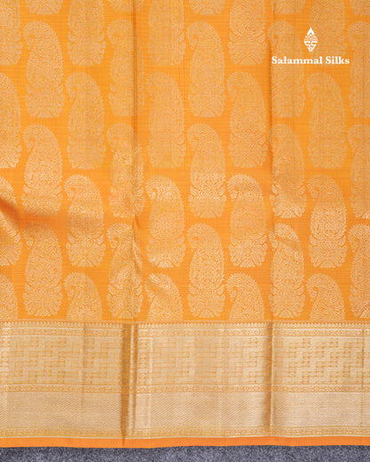 Beautiful Mustard Yellow Bridal Pure Kanjivaram Silk Saree With Traditional Border