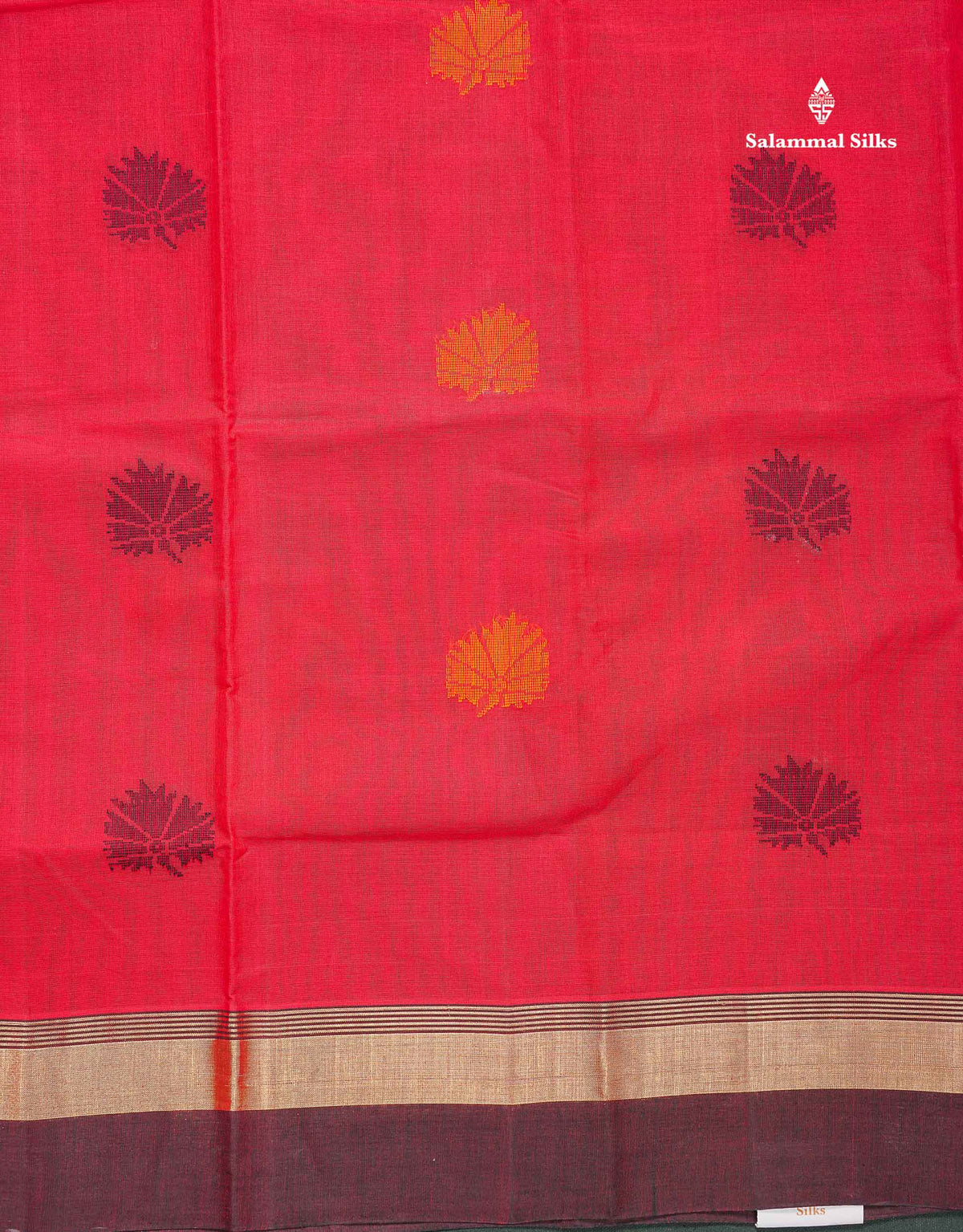 Handloom Pure Cotton Saree -  Dual Tone Red Colour Body With Contrast Black Blouse