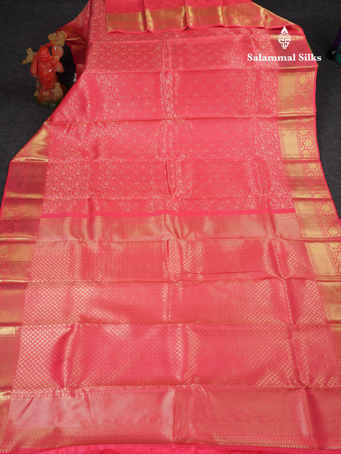 Beautiful Pinkish Peach Bridal Pure Kanjivaram Silk Saree With Traditional Border