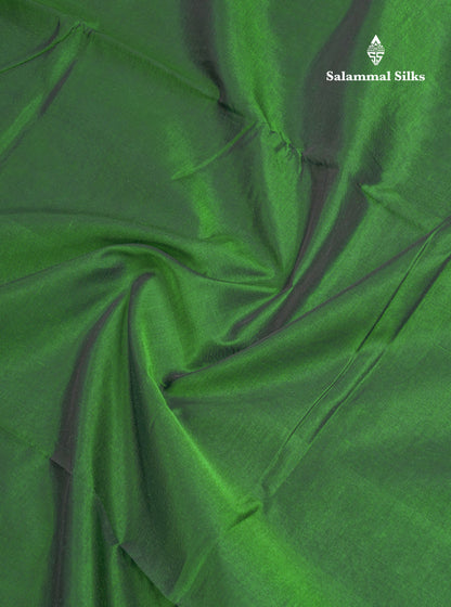Bottle Green Plain Pure Silk Cotton Saree With Contrast Paalum Pazham Checks Blouse