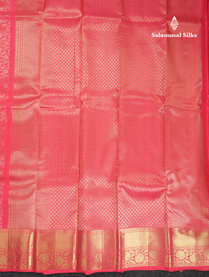 Beautiful Pinkish Peach Bridal Pure Kanjivaram Silk Saree With Traditional Border