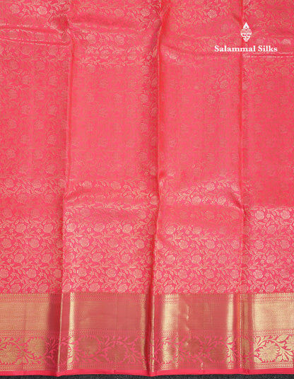 Beautiful Pinkish Peach Bridal Pure Kanjivaram Silk Saree With Traditional Border