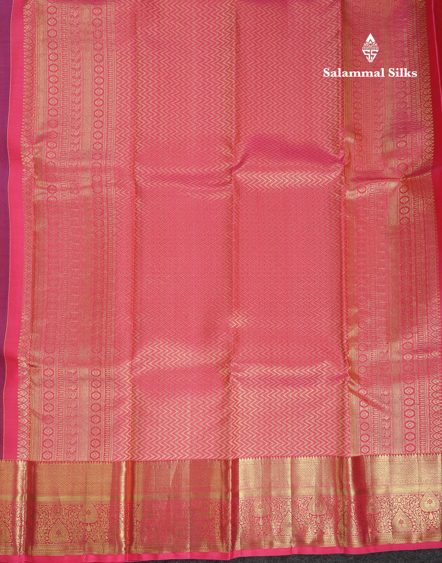 Beautiful Violet Bridal Pure Kanjivaram Silk Saree With Contrast Pink Traditional Border